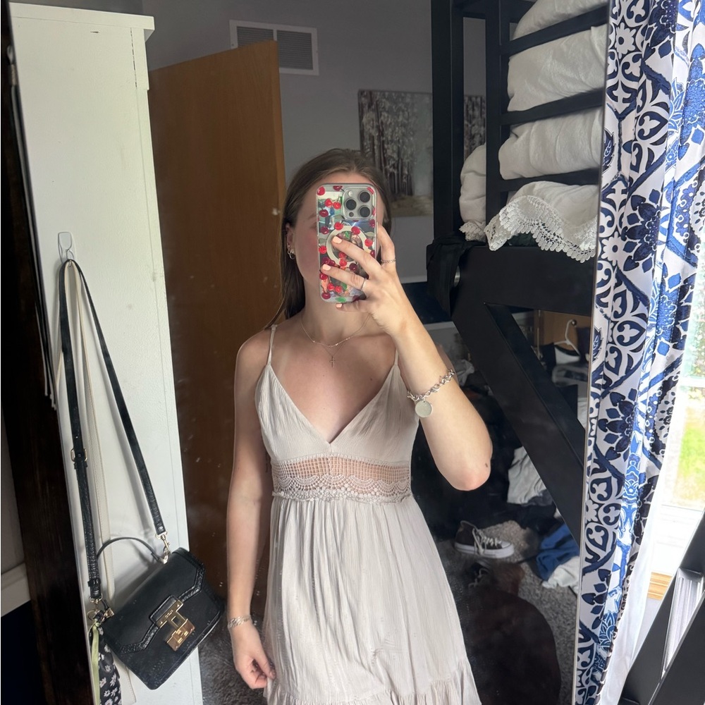 Cream Dress with Crochet Detail